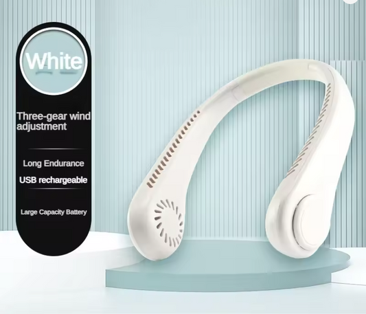 Portable Bladeless Neck Fan – Rechargeable, 3-Speed Cooler